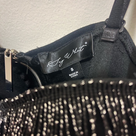 Black Fringe Corset Top - Picture 2 of 3